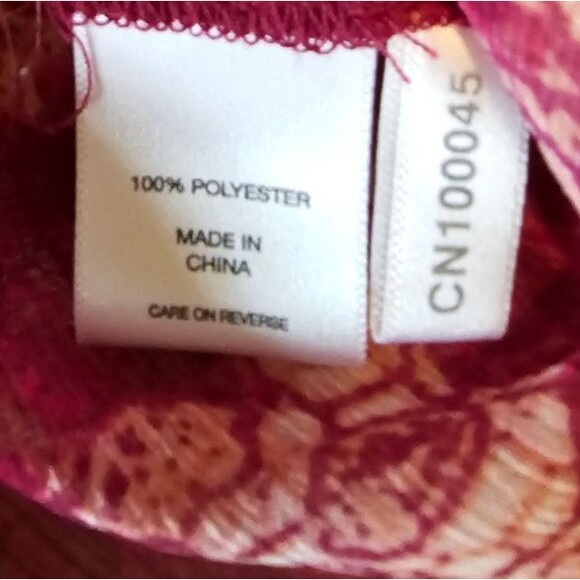 Sheer Blouse Women Size Large Burgundy Long Sleeve, floral,ruffles NY & co - Picture 5 of 5